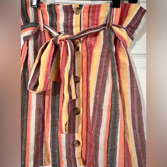 Shein Striped Button Up Mini Skirt with Tie Belt - Picture 2 of 5